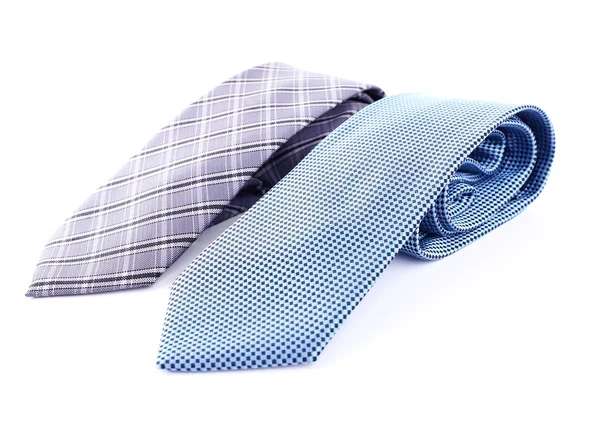 Blue and grey ties on white background isolated — Stock Photo, Image