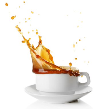 kahve sıçraması, üzerinde beyaz izole ile