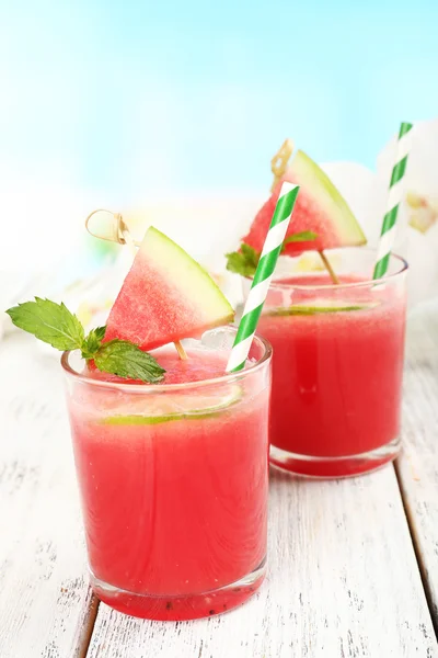 Watermelon cocktail on table, close-up — Stock Photo, Image