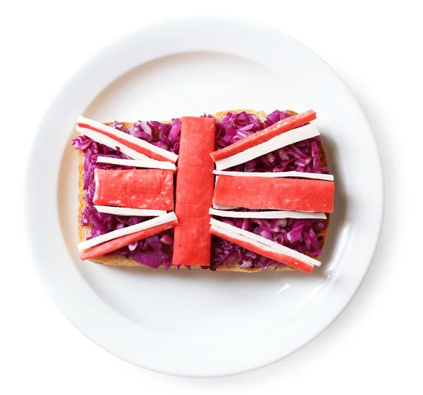 Smörgås med flagga Storbritannien isolerad på vit — Stockfoto