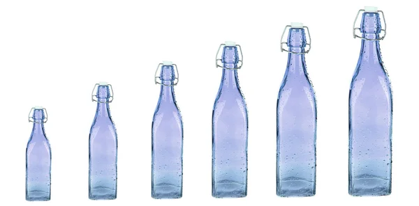 Evolution concept.Colorful bottles isolated on white — Stock Photo, Image