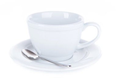 boş bardak çay kaşığı beyaz izole