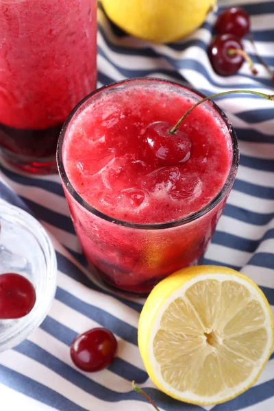 Fresh cold cherry cocktail with mint and lemon — Stock Photo, Image