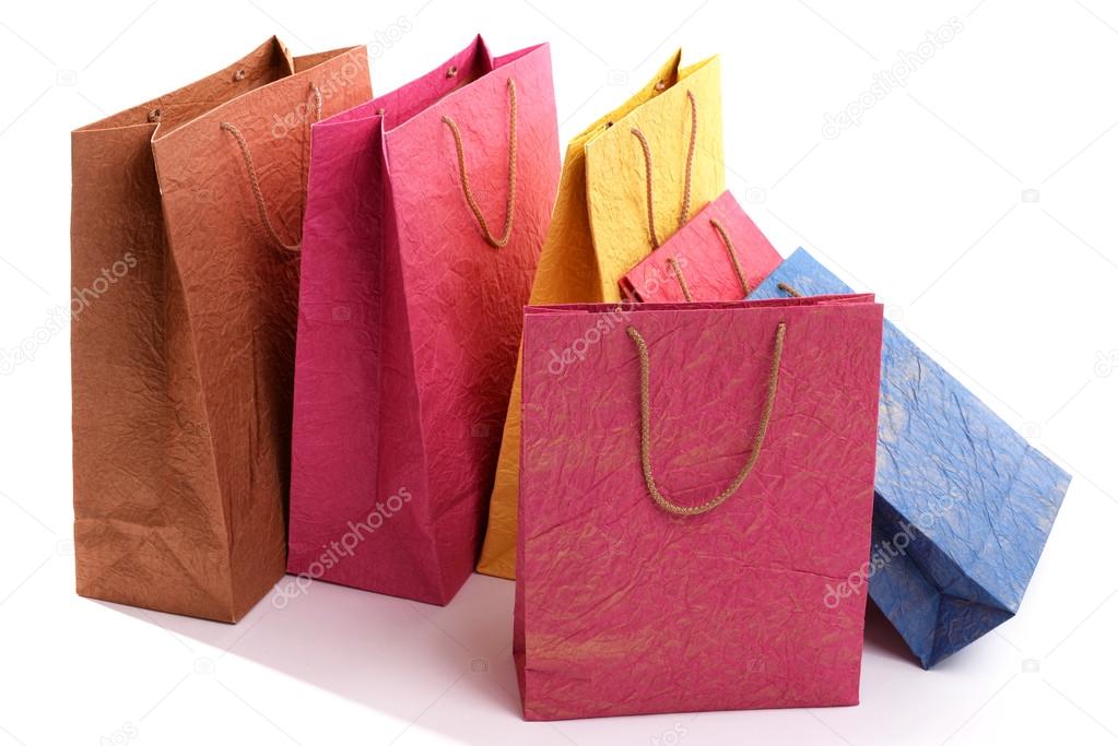 Paper shopping bags isolated on white