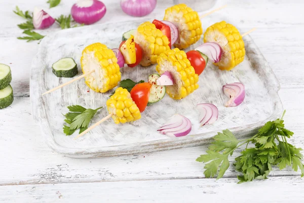 Sliced vegetables on picks — Stock Photo, Image