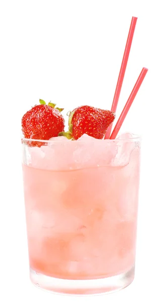 Refreshing cocktail with strawberry — Stock Photo, Image