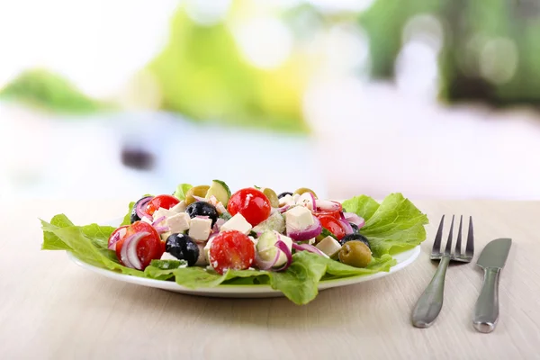 Grekisk sallad i plattan — Stockfoto