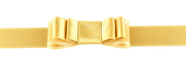 Golden ribbon and bow isolated on white — Stock Photo, Image