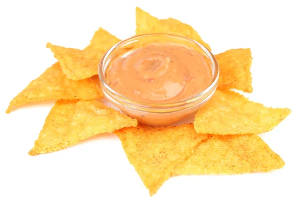 Välsmakande nachos och skål — Stockfoto