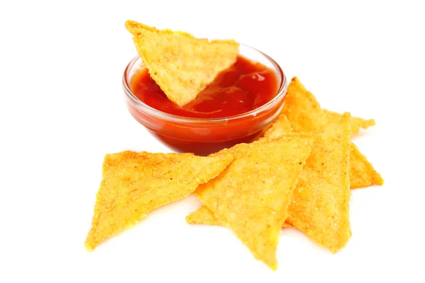 Gustosi nachos e ciotola — Foto Stock