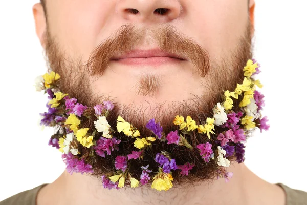 Långt skägg av blommor isolerad på vit — Stockfoto