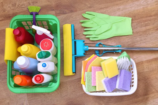 Collectie van het schoonmaken producten en tools — Stockfoto