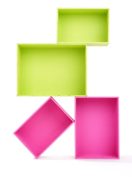 Разноцветные прямоугольные коробки, изолированные на белом — стоковое фото