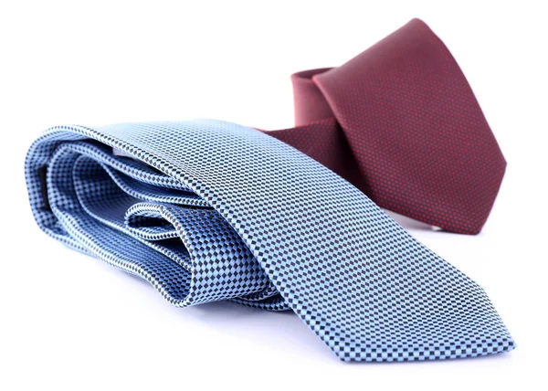 Corbatas marrón y azul sobre fondo blanco aislado — Foto de Stock