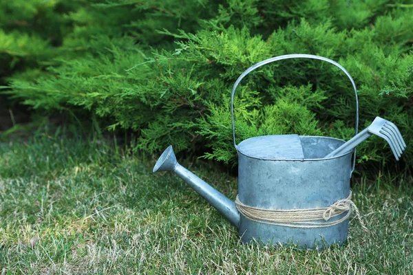 Garden tools on green grass background — Stock Photo, Image