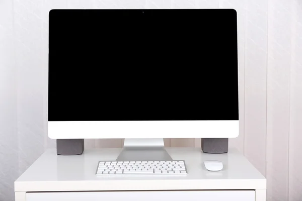 Modern computer on wooden table — Stock Photo, Image