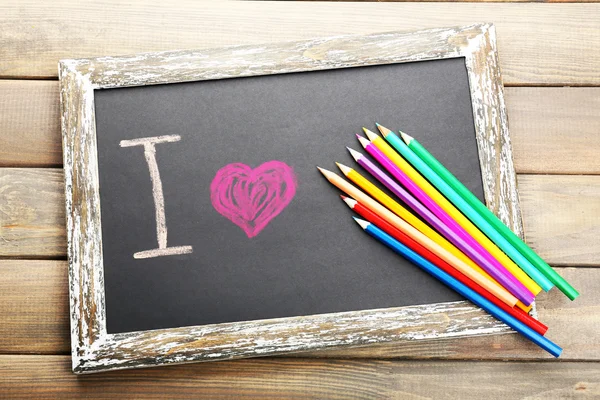 I love drawing written on chalkboard — Stock Photo, Image