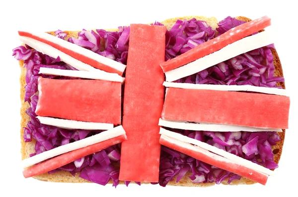 Sandwich met vlag van Groot-Brittannië geïsoleerd op wit — Stockfoto