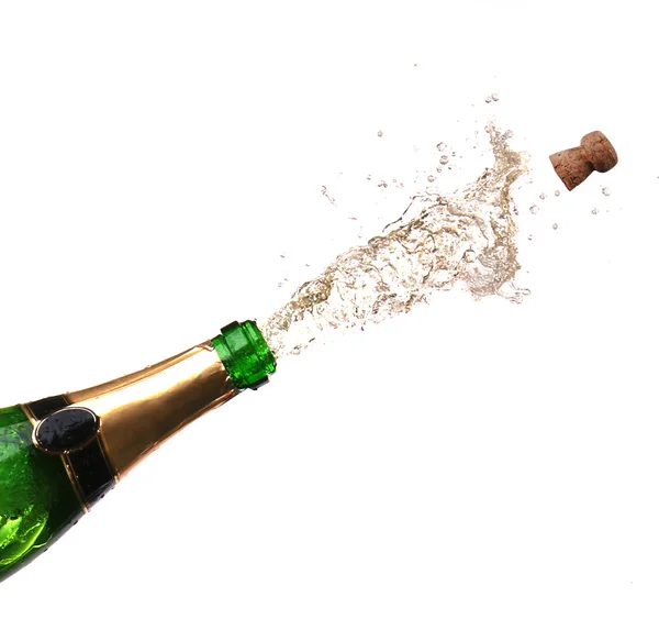 Champagne spatten op geïsoleerde Wit — Stockfoto