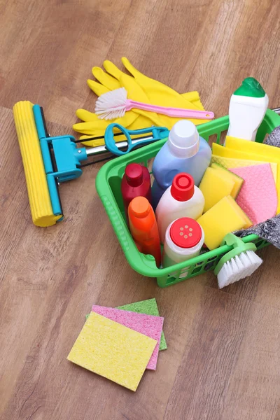 Collection of cleaning products and tools — Stock Photo, Image