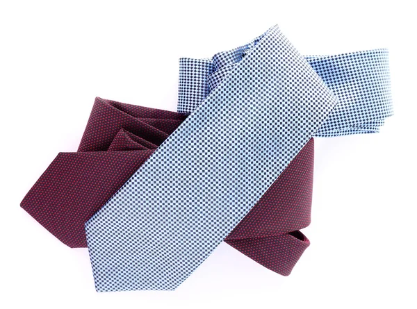 Cravates brunes et bleues sur fond blanc isolé — Photo