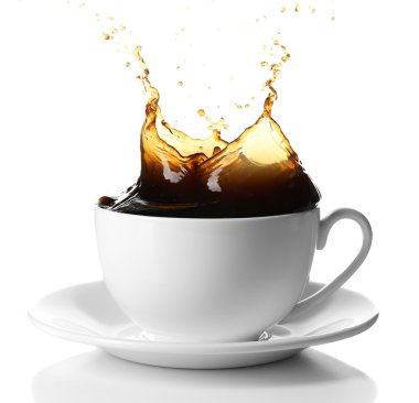 kahve sıçraması, üzerinde beyaz izole ile