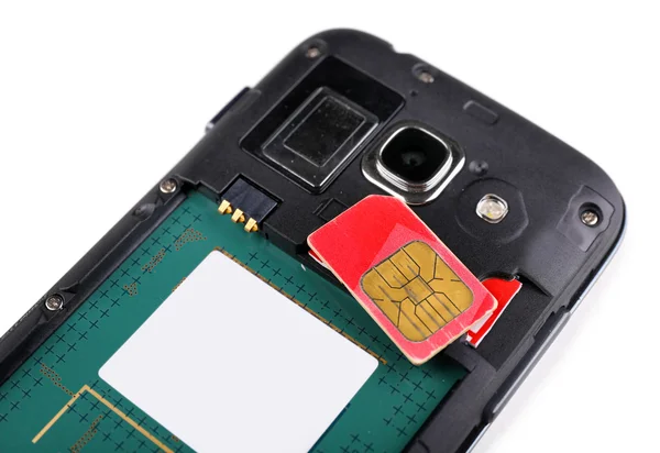 Karta SIM i inteligentny telefon — Zdjęcie stockowe