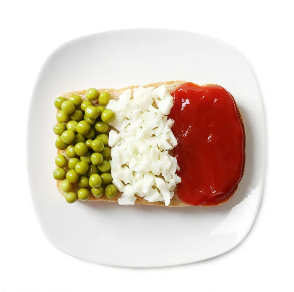 Sanduíche com bandeira da Itália Isolado em branco — Fotografia de Stock