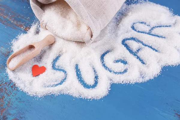 Azúcar de inscripción de azúcar granulado blanco —  Fotos de Stock