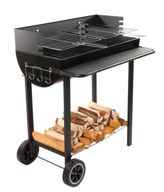 Barbekü Izgara üzerinde beyaz izole