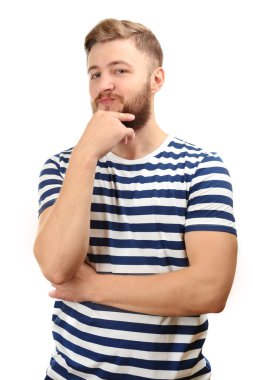 Sakallı yakışıklı bir adamın portresi.