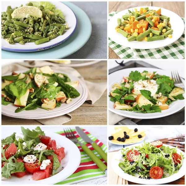 Collage de salades savoureuses — Photo