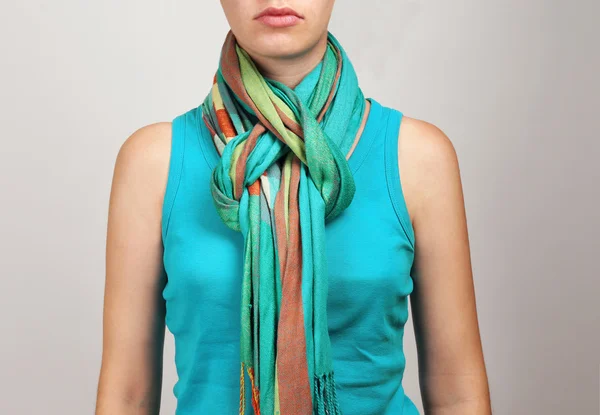 Woman wearing scarf close up — Stock Photo, Image