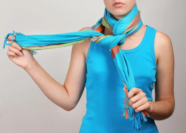 Woman wearing scarf close up — Stock Photo, Image