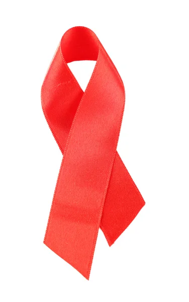 红色艾滋病带上白色孤立 — 图库照片