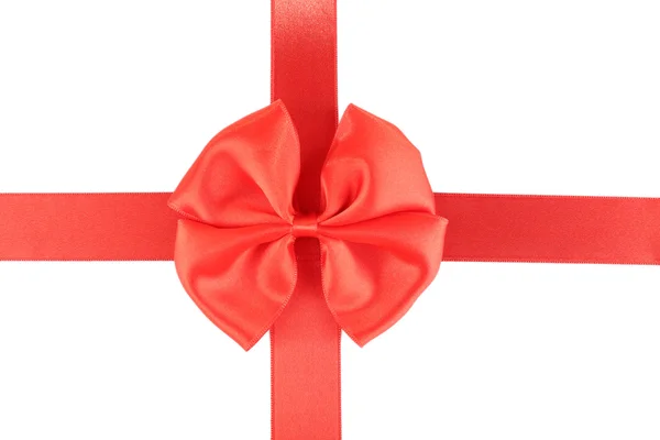 Red ribbon and red bow isolated on white — Stock Photo, Image