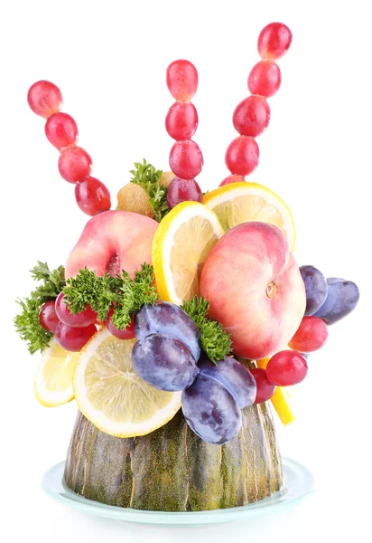 Table decoration made of fruits isolated on white — Stock Photo, Image