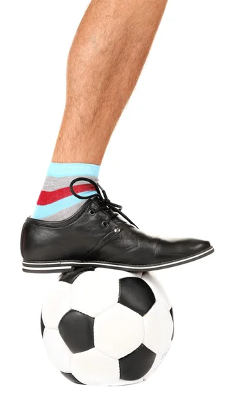 Been van de man in pak en kleurrijke sokken, geïsoleerd op wit — Stockfoto