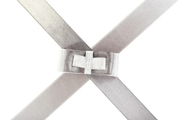 Grey and silver ribbon and bow — Stock Photo, Image