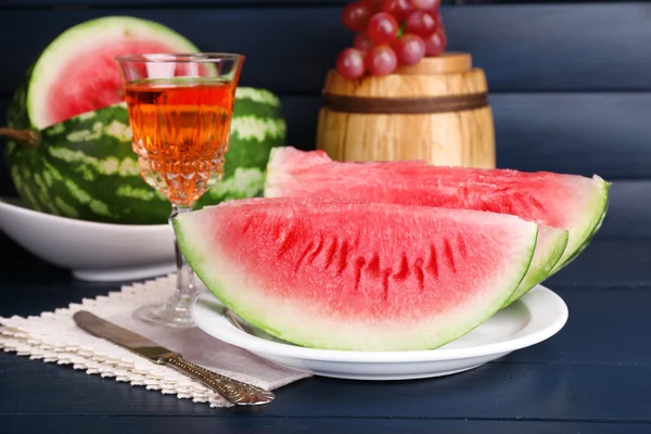 Sammansättningen av mogen vattenmelon, frukt — Stockfoto