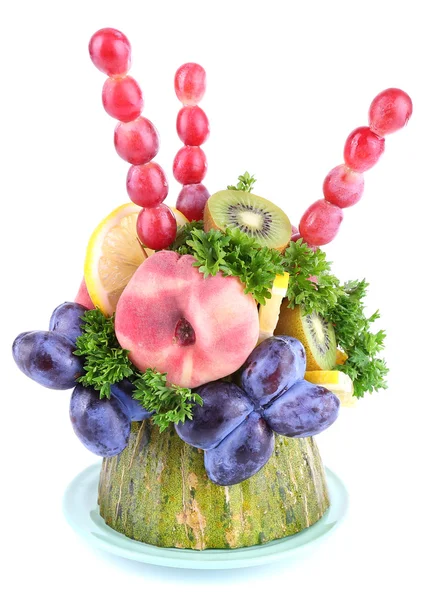 Table decoration made of fruits isolated on white — Stock Photo, Image