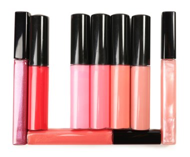 güzel dudak glosses, üzerinde beyaz izole