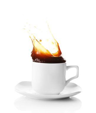 kahve sıçraması, üzerinde beyaz izole ile