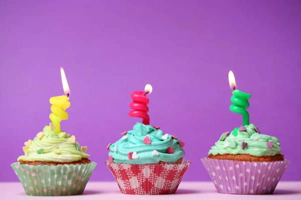 Delicious birthday cupcakes — Stock Photo, Image