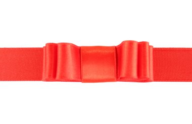 kırmızı kurdele ve üzerinde beyaz izole kırmızı yay