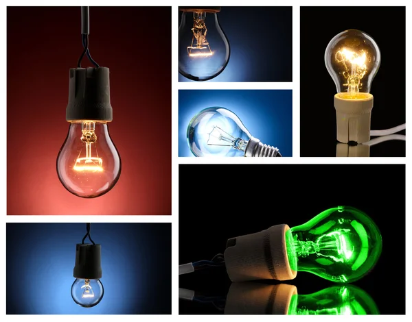 Collage di lampadine — Foto Stock