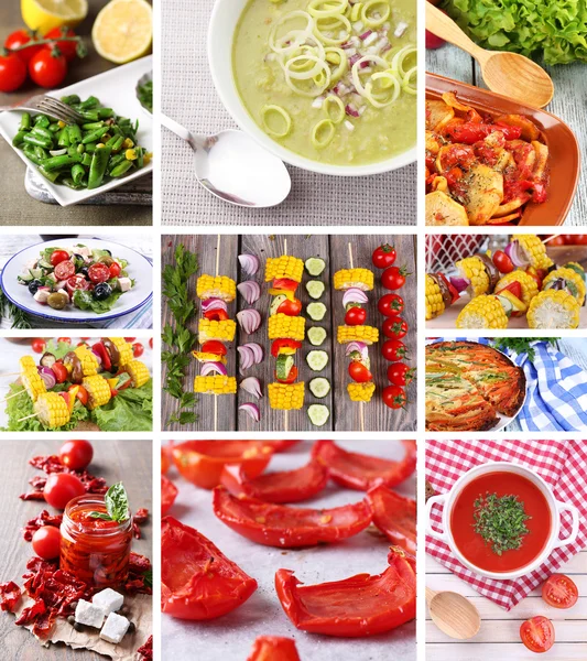 Collage di piatti vegetali — Foto Stock