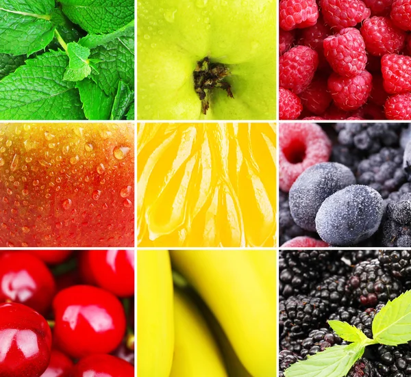 Pestré zdravé ovoce koláž — Stock fotografie