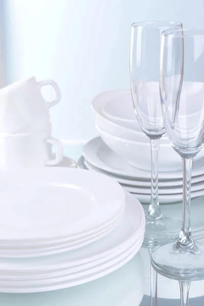 Set of white dishes — Stock Photo, Image