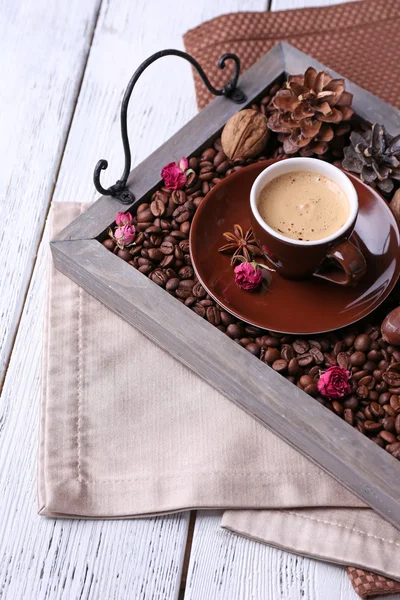 Candles on vintage tray — Stock Photo, Image